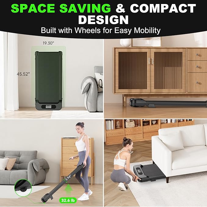 Incline Walking Pad with Handle Bars, 3.5HP Foldable Portable Treadmills for Home Office, Low Noise <40dB Under Desk Treadmill with 330LB Capacity, Wide Running Belt with Remote Control & LED Display