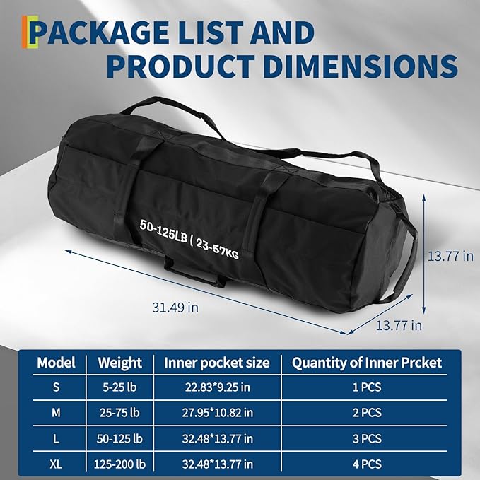 Sandbags for Workout,Adjustable Sand Bags for Fitness,Yoga, Strength Training and Full-Body Workouts,Black