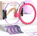 Weighted Hula Infinity Hoop & Pilates Ring Kit Bundle- Infinity Fitness Hoop for Weight Loss Plus Magic Circle, Resistance Bands, and Ball Set- Home Workout Equipment for Abdomen & Full Body Toning
