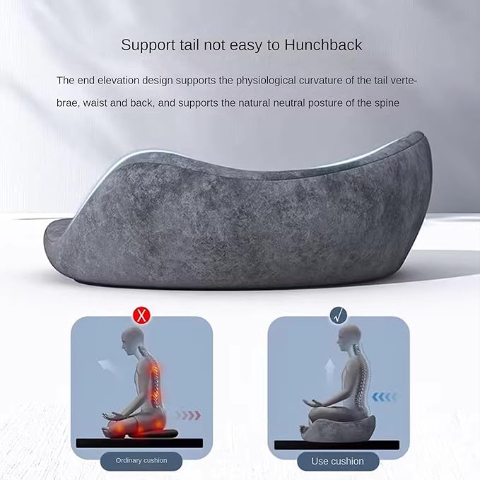 Ergonomic Meditation Cushion, Suede Floor Seat for Yoga and Mindfulness Practice, Memory Foam, Curved Back Support (Grey)