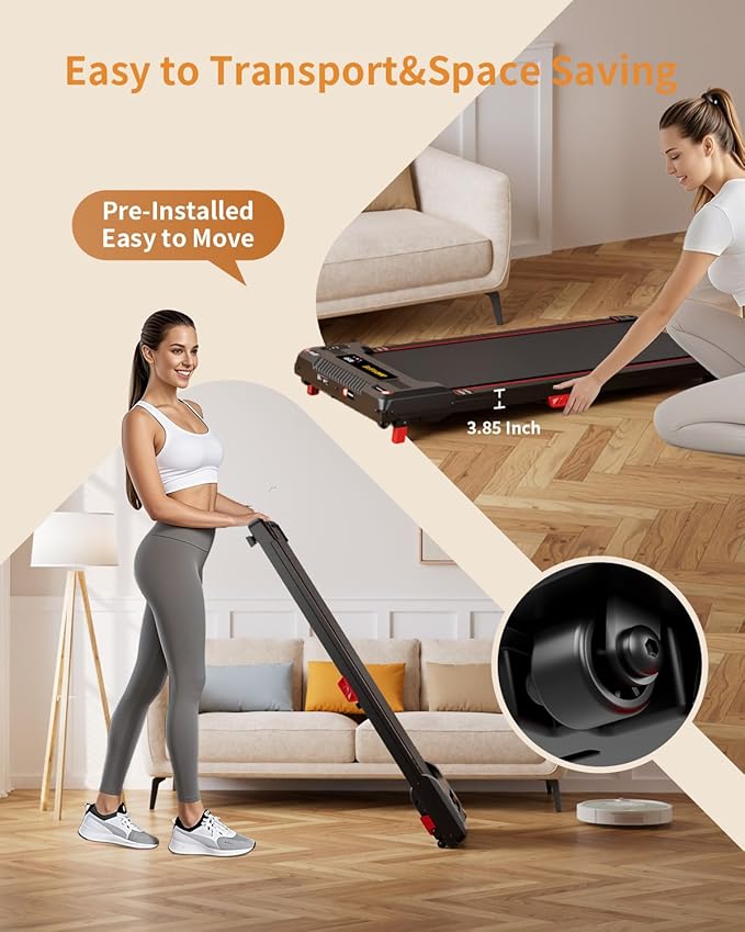 Walking Pad Treadmill, Anylife Incline Walking Pads Under Desk 330lb Capacity, 2.5HP Portable Treadmills for Home, Compact Treadmill Small Running Pad with LED Display, Remote Control
