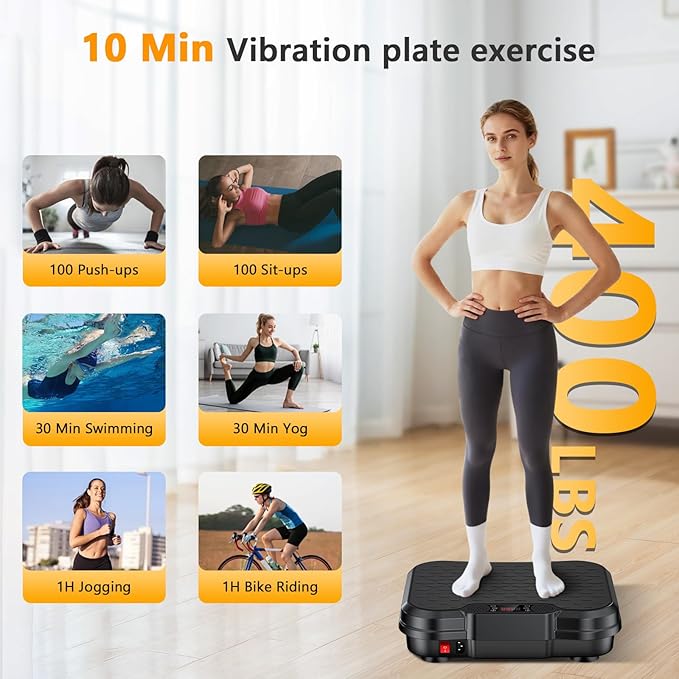 Vibration Plate Exercise Machine,Vibrating Platform for Lymphatic Drainage with 250 Speeds,450 lbs Weight Capacity,Vibrated Plates for Weight Loss,Full Body Workout Equipment for Fitness at Home