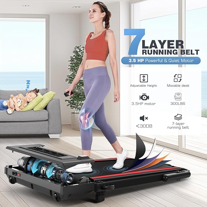 ANCHEER Treadmill with 12%/15% Incline, Folding Walking Pad with Handle Bar, 320-450lb Capacity Under Desk Foldable 3.5HP Treadmills for Home/Office/Gym,Installation-Free