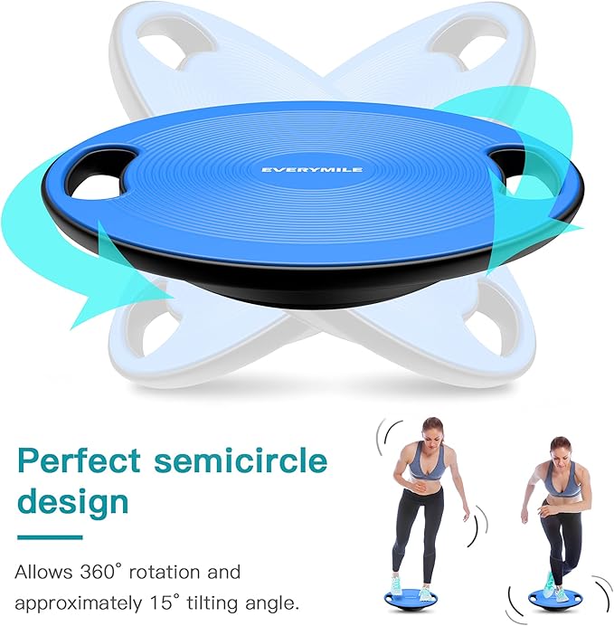 EVERYMILE Wobble Balance Board, Exercise Balance Stability Trainer Portable Balance Board with Handle for Workout Core Trainer Physical Therapy & Gym No-Skid Surface