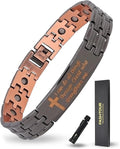 Magnetic Bracelet and Ring Set for Men, 99.99% Pure Copper Jewelry, Adjustable Cross & Celtic Knot Design, Gift for Dad