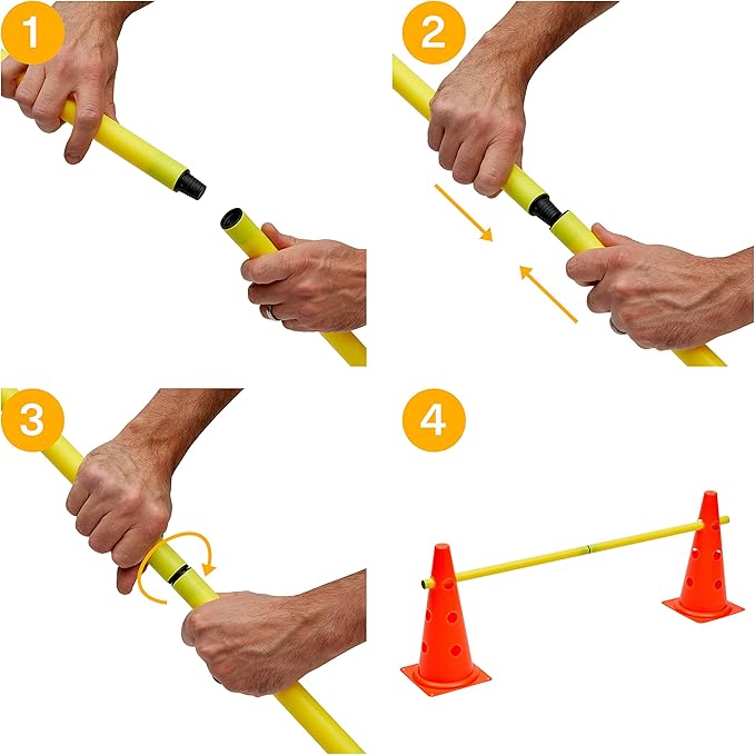 Bramble - Speed Agility Training Hurdles Set with 3 Height Levels, 12 Cones 15" & 6 Training Poles 40", Exercise Jumping Hurdles for Kids, Football Agility Poles, Dog Training Agility Equipment