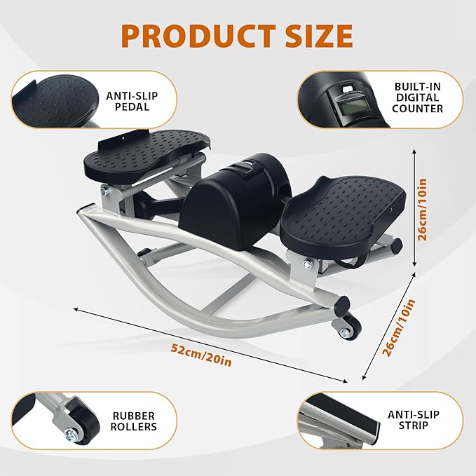 Rock Stepper Side to Side,Rock Stepper,Rock Stepper Machine for Exercise at Home- with Digital Display,Fitness Stepper for Arms,Legs & Glutes,Rock Stepper for Home,Apartment and Office