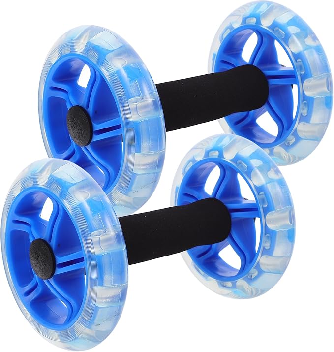 Dual Wheel Ab Roller Fitness Device for Core Strengthening and Weight Loss, Blue Tummy Exercise Wheel for Men and Women, Home Gym Abdominal Workout Equipment