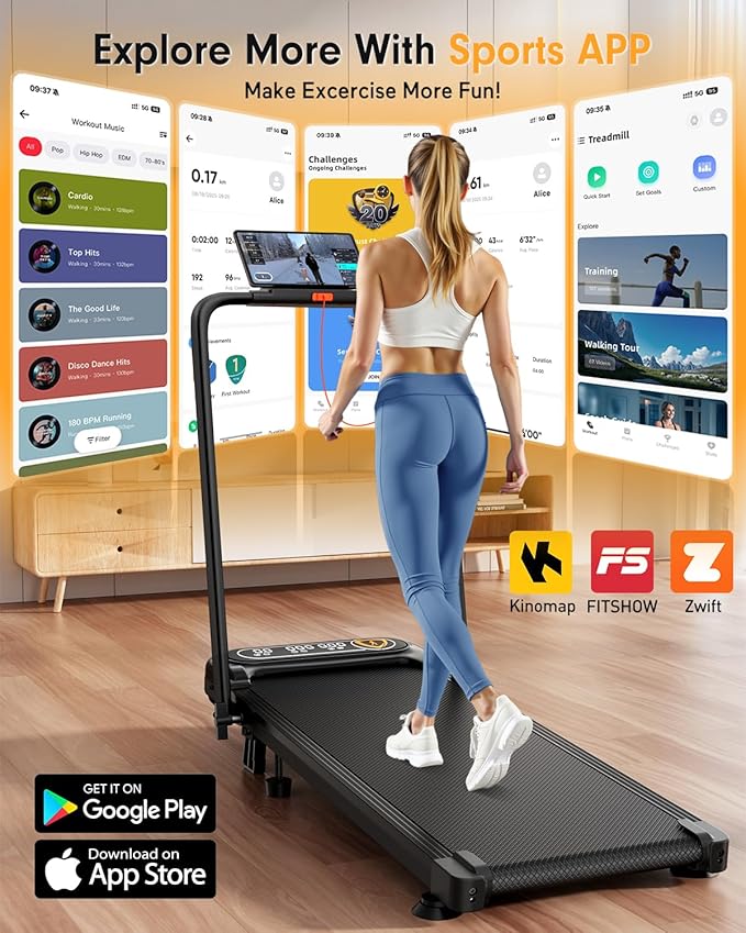 Foldable Treadmill with 10% Incline, Upgrade 3.5HP Low Noise Walking Pad Treadmill with Handle Bar, Trisomy 4 in 1 Portable Under Desk Treadmills for Home/Office, 350Lbs Capacity, APP & Remote Control