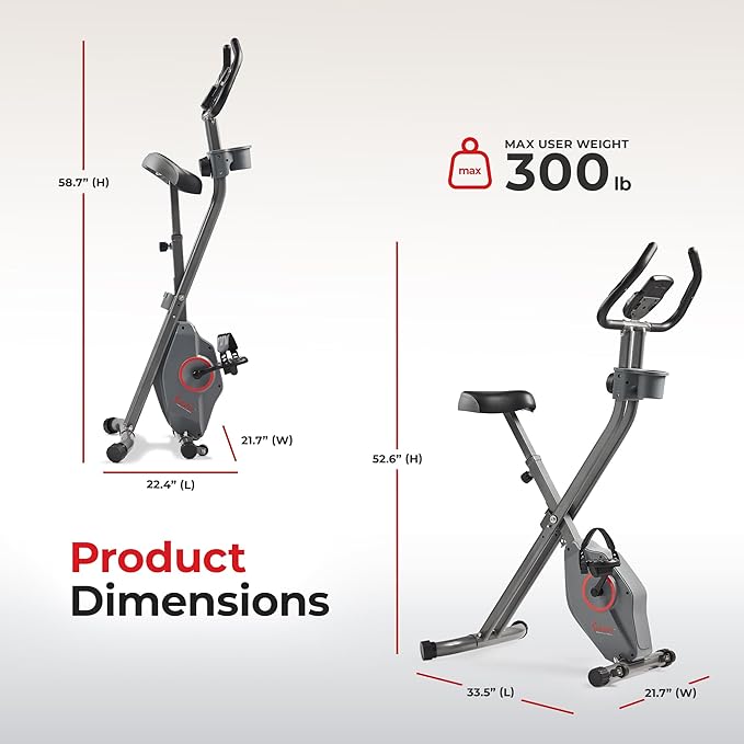 Sunny Health & Fitness Sunny Health & Fitness Smart Folding X-Bike, Portable Compact Exercise Bike for Indoor Cycling Workout, Home Cardio Training Machine, Free SunnyFit App Bluetooth Connect