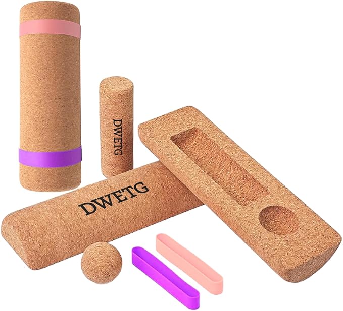 Cork Yoga Balance Board with Blocks and Resistance Bands, Non-Slip Yoga Balance Trainer for Pilates, Fitness, Stability, Core Strength and Flexibility Training for Home and Studio