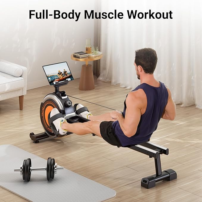 Dripex Rowing Machines for Home, Upgraded Rowing Machine Magnetic Rower, Max 360 LBS, 16 Levels of Workout Resistance, Dual Slide Rail, App Compatible, LCD Monitor, Row Machine for Gym Exercise