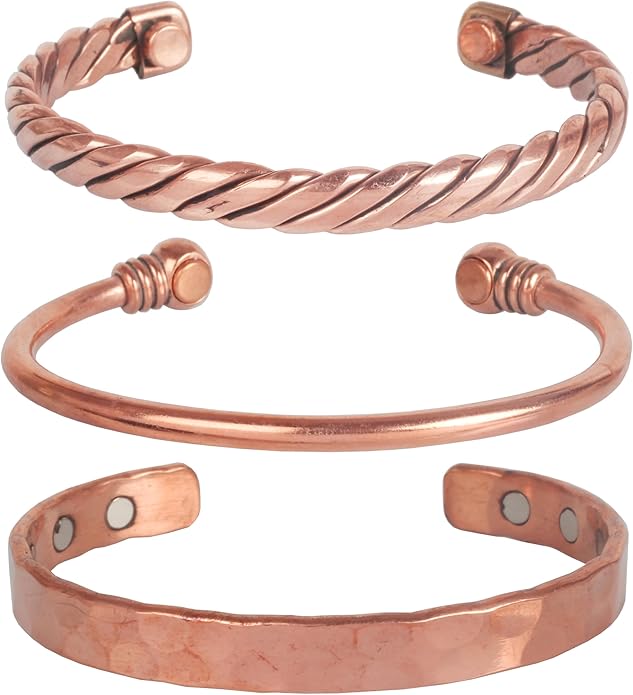 Copper Bracelet Tibetan Style. Hand Forged with Solid and High Gauge Copper Jewelry Cuff for Women Men. Combo of Different Designs
