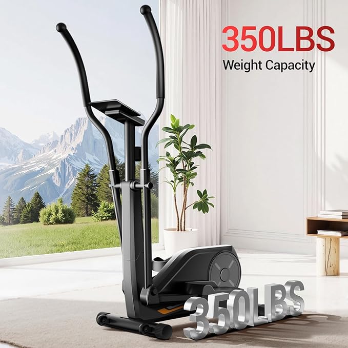 Elliptical Exercise Machine, Elliptical Training Machine for Home with Hyper-Quiet Magnetic Driving System, Compact Elliptical with 12IN Stride & LCD Monitor, 330LBS Weight Capacity