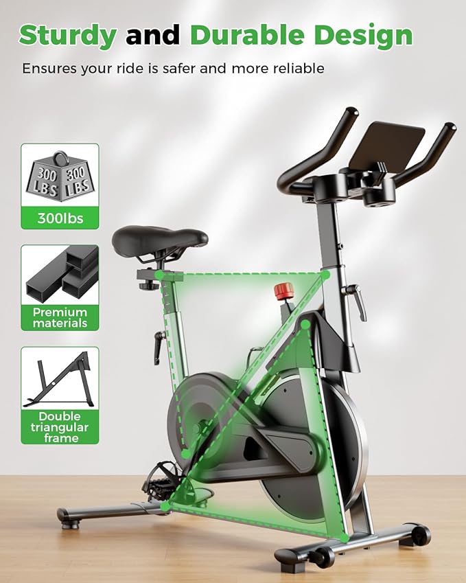 MJWW Exercise Bike, 32-Level Magnetic Resistance Stationary Bikes for Home, Low Noise 300LBS Weight Capacity Workout Cycling Bike for Home Gym with Pad Mount, LCD Monitor, Cup Holder