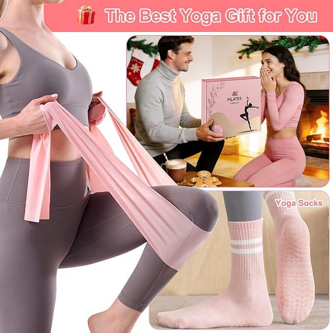 Pilates Equipment Set for Women, Pilates Ring and Ball Set, At Home Pilates Workout Equipment with 15" Magic Circle Ring and Resistance Bands, A Must-Have for Beginners and Seasoned Yogis