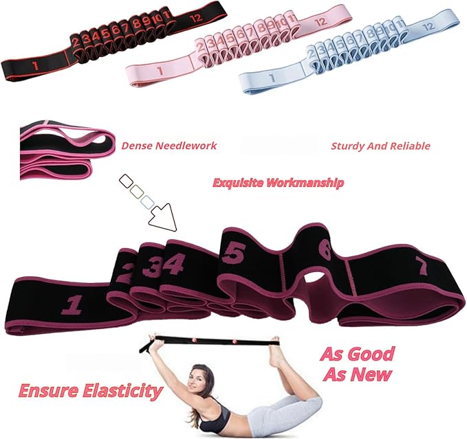 Numbered Resistance Bands for Glutes, 2026 Upgrade Fitness Resistance Band for Stretching and Yoga, Full Body Stretching Shaping, Home Exercise, Women's Home Training Equipment Glutes