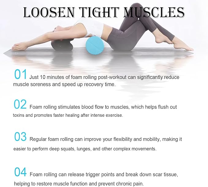 35“ High Density Fitness Foam Roller, Super Soft Round PE Foam Roller Exercises Yoga, Stretching, Deep Tissue&Muscle Recovery Relieves Muscle Pain, Improves Mobility & Circulation (Blue)