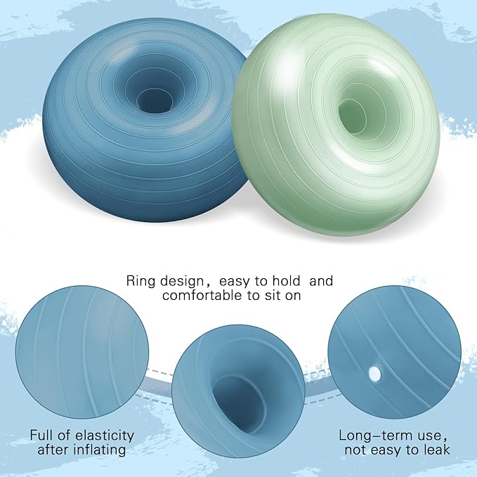 Libima 4 Pcs Flexible Seating for Classroom Inflatable Yoga Ball Chairs with Pump Donut Exercise Ball Chair Cushion Seat for Balance and Stability Training Home Office Gym Workout