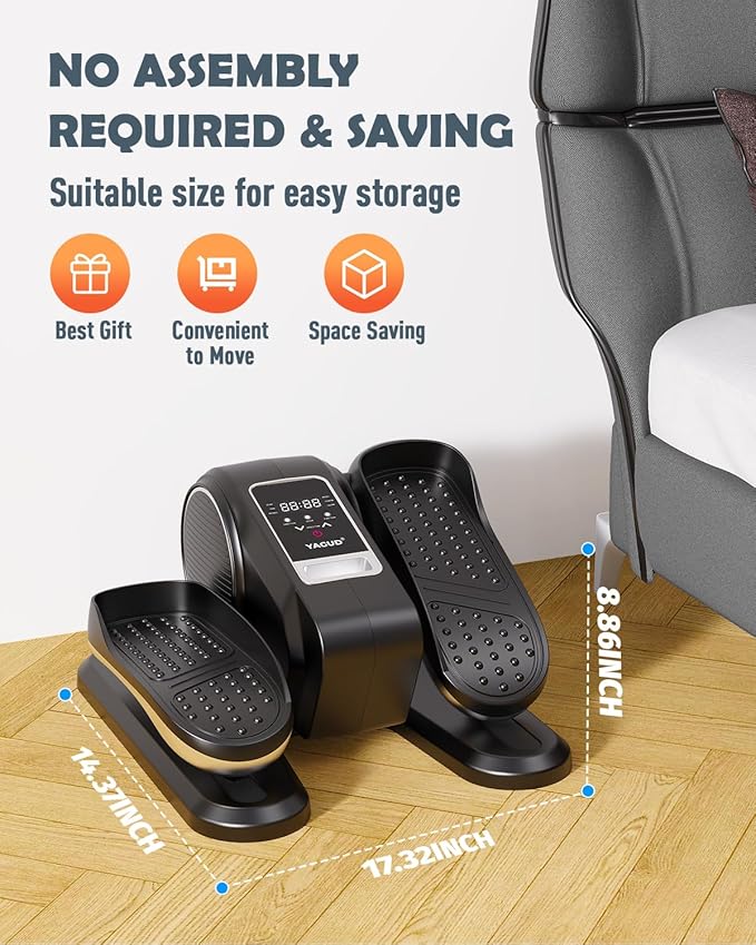 Under Desk Machine, Electric Elliptical Leg Exerciser for Senior, 13 Adjustable Speeds Quiet and Portable Seated Pedal Exerciser for Training with Remote Control