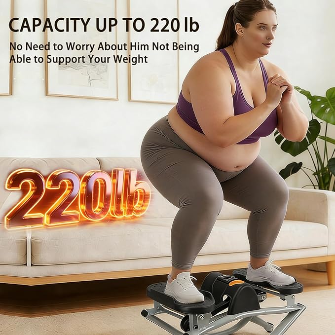 Rock Stepper with Display Screen, Lateral Rocking Fitness Stepper with Band and Non-Slip Mat, Home Mini Exercise Steppers for Legs, Glutes, Abs, Capacity 220Ib