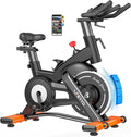 Exercise Bike for Home, Quiet Adjustable Magnetic Stationary Bike for Home Cardio with App Compatible, Spin Bike with 400 lbs Capacity, Spinning Bike with Heart Rate Monitor,Comfort Seat/Alloy Pedals/LCD Monitor