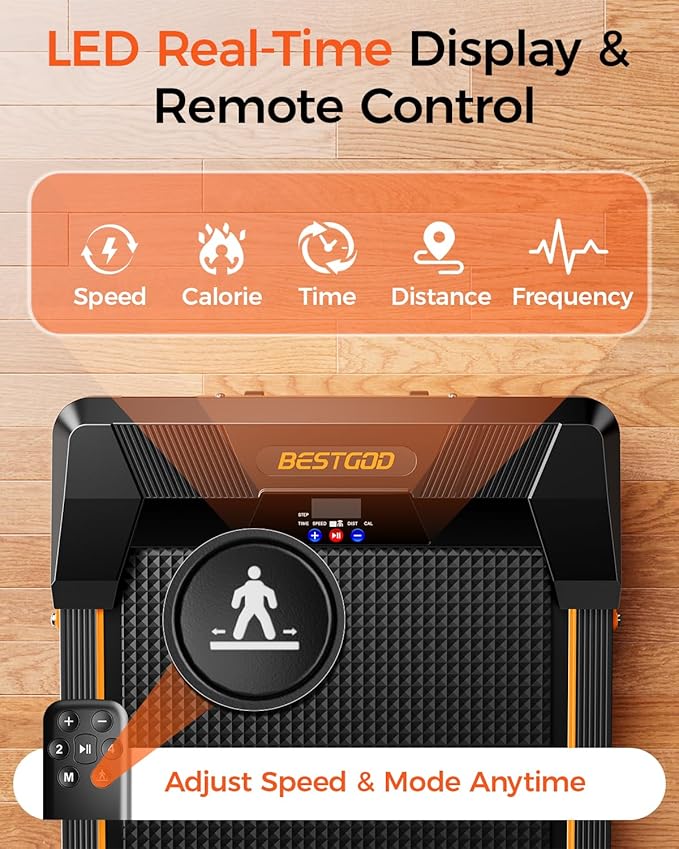 Walking Pad Treadmill, BestGod Incline Under Desk Treadmill 330lbs Capacity, 2.5HP Portable Treadmills for Home, Compact Treadmills Mini Running Machine with Remote Control
