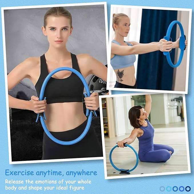 Pilates Ring Fitness Circle for Women - 15 Inch Magic Fitness Circle for Toning Inner & Outer Thighs, Bonus Pilates Equipment Thigh Master Guide.