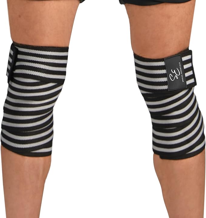 Special Essentials Knee Wraps for Weightlifting with Strap (2 Pack) - 72 Inches Flexible Support for Men & Women, for Powerlifting, Squats, Leg Press, and Cross Training