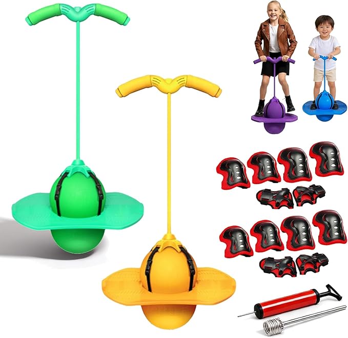 Childrens Balance Jumping Ball, 2026 Upgraded Non-Slip Jumping Balance Board for Kids, Crazy Bouncing Ball with Handle and Pump, High Jump Toy Bounce Jump Trick Board for Kids & Adults