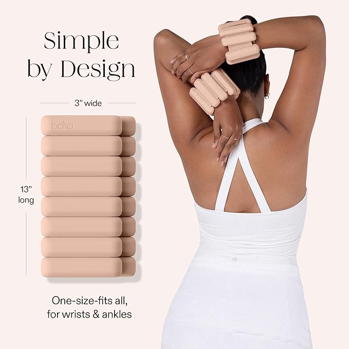 Bala Bangles Wrist & Ankle Weights for Women & Men - Adjustable Weighted Bands - Soft Silicone Arm & Leg Weights for Pilates, Yoga, Walking, Barre, Home Workout & Strength Training Exercise