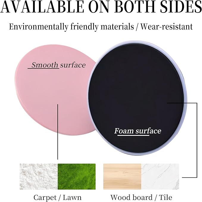 Exercise Core Sliders for Working Out - Dual Sided Gliding Discs for Full Body Workout - Use on Carpet or Hardwood Floors - Fitness & Pilates Equipment - Lightweight & Portable