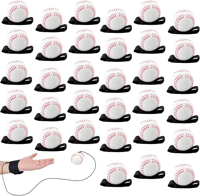 4/8/16/32 Wrist Return Ball on a String 2.36 Inches Rebound Sport Balls with Elastic Strap Baseball Soccer Tennis Practice Party Favors, Wrist Exercise and Fun Play for Kids & Adults