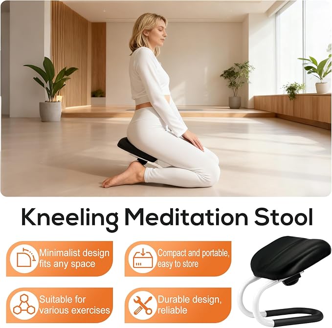 Meditation Bench | Meditation Chair | Kneeling Prayer Bench | Seiza Chair - Adjustable Height, Portable Metal Stool with Non-Slip Cushion for Home, Yoga & Prayer