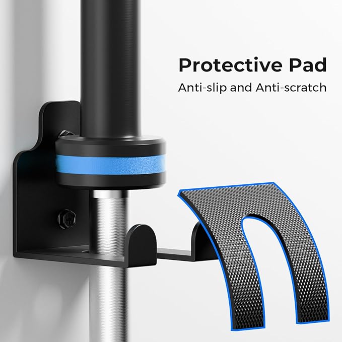 Barbell Wall Holder,Olympic Hanger,Garage Gym Bar Wall Rack,Vertical Barbell Mount Rack,Space Saving Commercial or Home Gym Accessory,Holds Under 33mm Bar Size