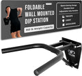 Valor Fitness Wall Mounted Dip Station - Foldable Triceps Dip Bars with Padded Handles for Home Gym Upper Body Strength Training - Supports Up to 400 lbs