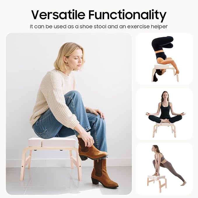 Headstand Bench ,Yoga Headstand Bench for Beginners , Feet Up Trainer Headstand Stool,Inversion Bench,Yoga Chair with Comfort Cushion ,Safe Shoulder Stand & Handstand Tool ,440lb Capacity