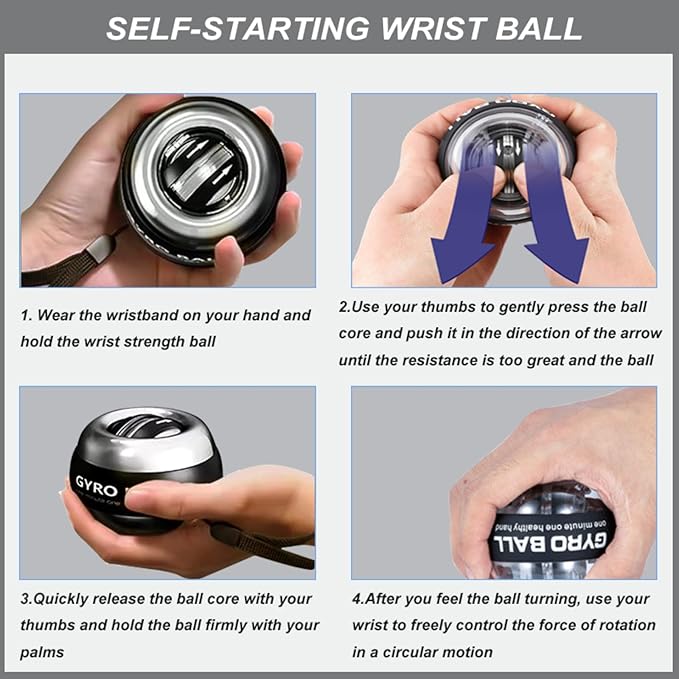 2026 Upgraded Gyro Ball Wrist Exerciser, Vital Wrist Ball,Metal Shell & BallCore, Hand Exerciser – RelievesWrist Pain