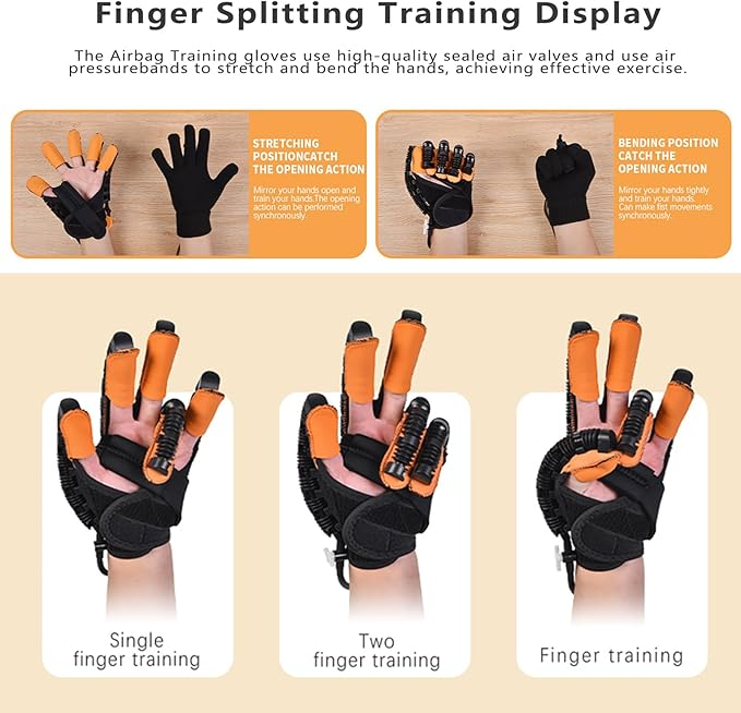 Rehabilitation Robot Gloves, Finger Exerciser for Stroke Recovery Hand Glove Equipment Hand Function Rehabilitation (Orange Right Hand M)