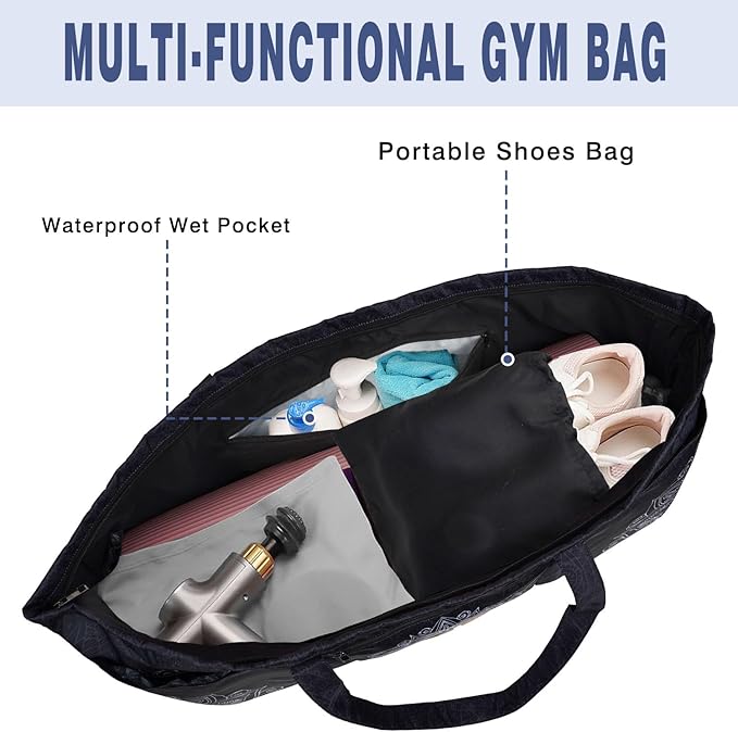 Yoga Mat Bag Yoga Mat Carrier with Shoes Compartment & Wet Pocket Pilates Bag with Zipper Pockets & Yoga Mat Holder Strap Yoga Bags and Carriers Fits All Your Stuff