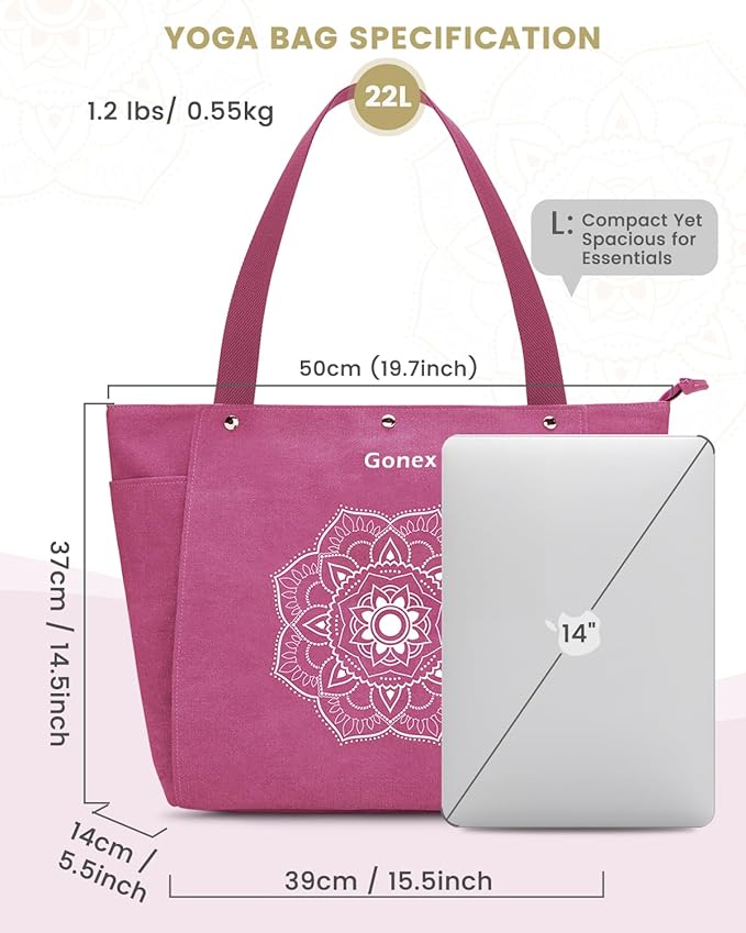 Gonex Yoga Mat Bag, Yoga Gym Bag Tote Bag with Multi Pockets For Women Men, Canvas Yoga Mat Carrier Take in Out Mat Easily For Pilates Travel Workout Office