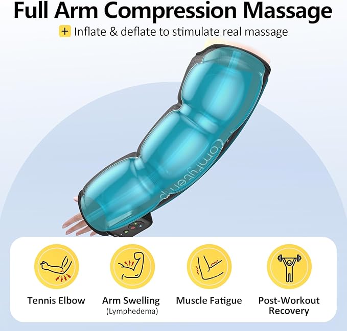 Comfytemp Air Compression Therapy Device K1065, Cordless Full Arm Massager for Circulation and Pain Relief, Portable Massage Sleeve for Wrist, Hand, Forearm