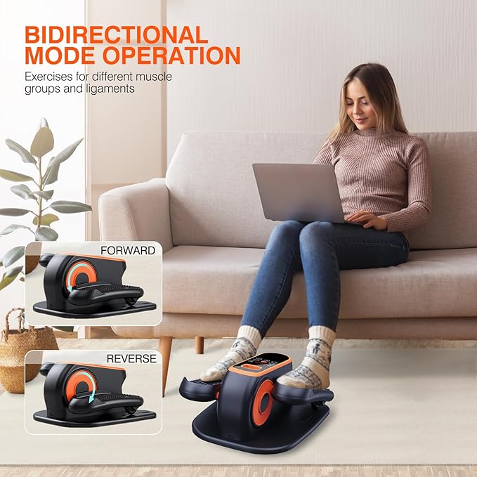 Under Desk Elliptical Machine, Electric Leg Exerciser While Sitting for Seniors, Quiet Portable Elliptical Machine with 12 Adjustable Speeds, Seated Pedal Exerciser with Remote Control