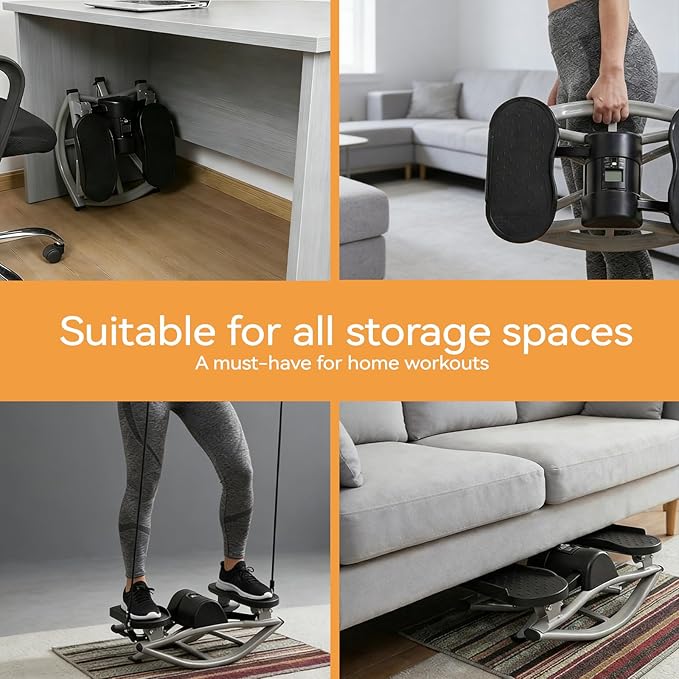 Rock Stepper Side to Side – Lateral Stepper & Glute Trainer with Resistance Bands, Low Impact Side to Side Stepper for Home Exercise, Quiet Step Rocker Machine No Assembly 250LBS