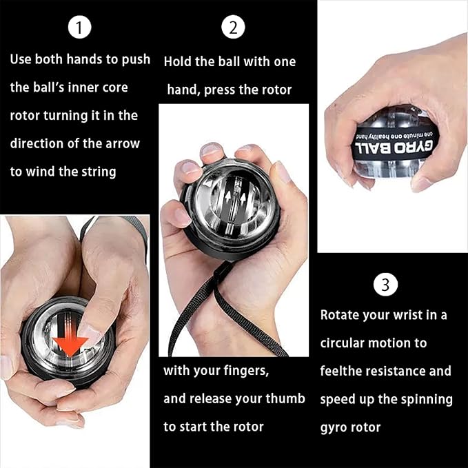 Hand Grip Strengthener Ball Wrist Ball gyro ball Exerciser Auto-Start Wrist Balls Hand Exerciser Devices with LED Lights for Strengthening Arms hand strengthening devices powerball gyro exerciser
