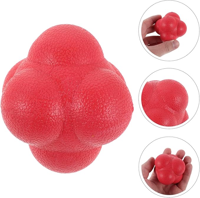 VOSAREA Agility Reaction Ball Hexagon Trainer,Hand Eye Coordination Training Ball for Baseball Soccer Basketball Tennis Practice - Quick Reflex Agility Speed Toy, Red