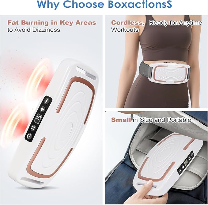Heated Vibration Plate for Muscle Relief & Weight Loss, 9-Level Portable Cordless Massager with Heating, Mini Full-Body Fascia Ring for Lymphatic Drainage, Gift for Women (White)