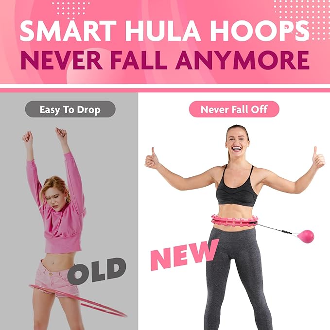 Hula Hoop Fitness Gear w/Counter - Abs Workout, Weight Loss & Burn Fat (Smart Weighted Hula Hoops, Stomach Exercises)
