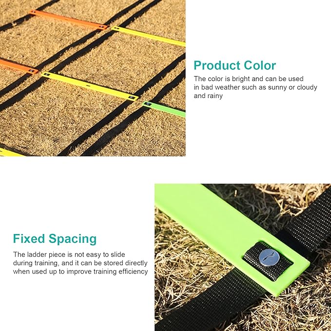 7M 14 Rung Agility Speed Ladder Stairs, Adjustable Training Ladder for Soccer Football Fitness, Non - Slip PP Agility Ladder with Angle Marks for Athletes and Coaches