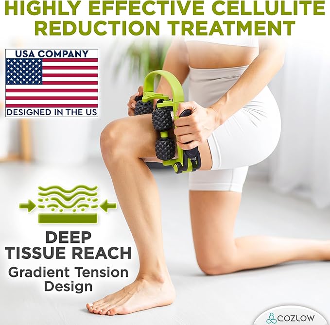 COZLOW 3 in 1 Lymphatic Drainage Massage Tool - Back Massager - Cellulite Roller - Arm + Leg Muscle Trigger Point Myofascial Release